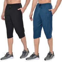 Stylcozy Men's Cotton Black & Denim Blue Color Three by Fourth, 3/4, Capri, Three Quarter Pant  Stylcozy Men's Cotto...