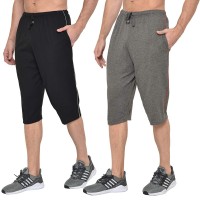 Stylcozy Men's Cotton Black & Dark Grey Color Three by Fourth, 3/4, Capri, Three Quarter Pant  Stylcozy Men's Cotto...