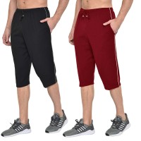 Stylcozy Men's Cotton Black & Maroon Color Three by Fourth, 3/4, Capri, Three Quarter Pant  Stylcozy Men's Cotto...