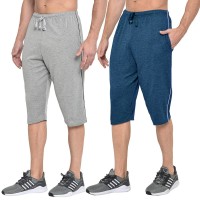 Stylcozy Men's Cotton Denim Blue & Light Grey Color Three by Fourth, 3/4, Capri, Three Quarter Pant  Stylcozy Men's Cotto...