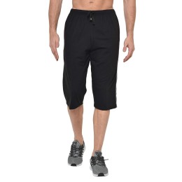 Stylcozy Men's Regular Fit Cotton Three Fourth Capri Black