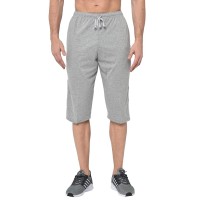 Stylcozy Men's Regular Fit Cotton Three Fourth Capri Light Grey Stylcozy Men's Regul...