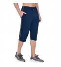 Stylcozy Men's Regular Fit Cotton Three Fourth Capri Navy Blue