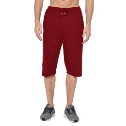 Stylcozy Men's Regular Fit Cotton Three Fourth Capri Maroon