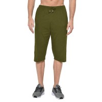Stylcozy Men's Regular Fit Cotton Three Fourth Capri Olive Stylcozy Men's Regul...
