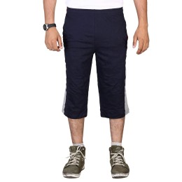 Stylcozy Men's Regular Fit Cotton Three Fourth Capri Navy Blue