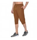 Stylcozy Men's Regular Fit Cotton Three Fourth Capri Coffee