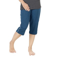 Stylcozy Women's Regular Fit Cotton Three Fourth Capri Denim Blue