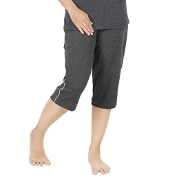 Stylcozy Women's Regular Fit Cotton Three Fourth Capri Dark Grey